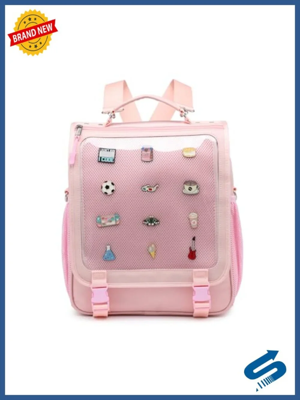 Clear Window Ita Backpack, Pin Display Daypack, Nylon